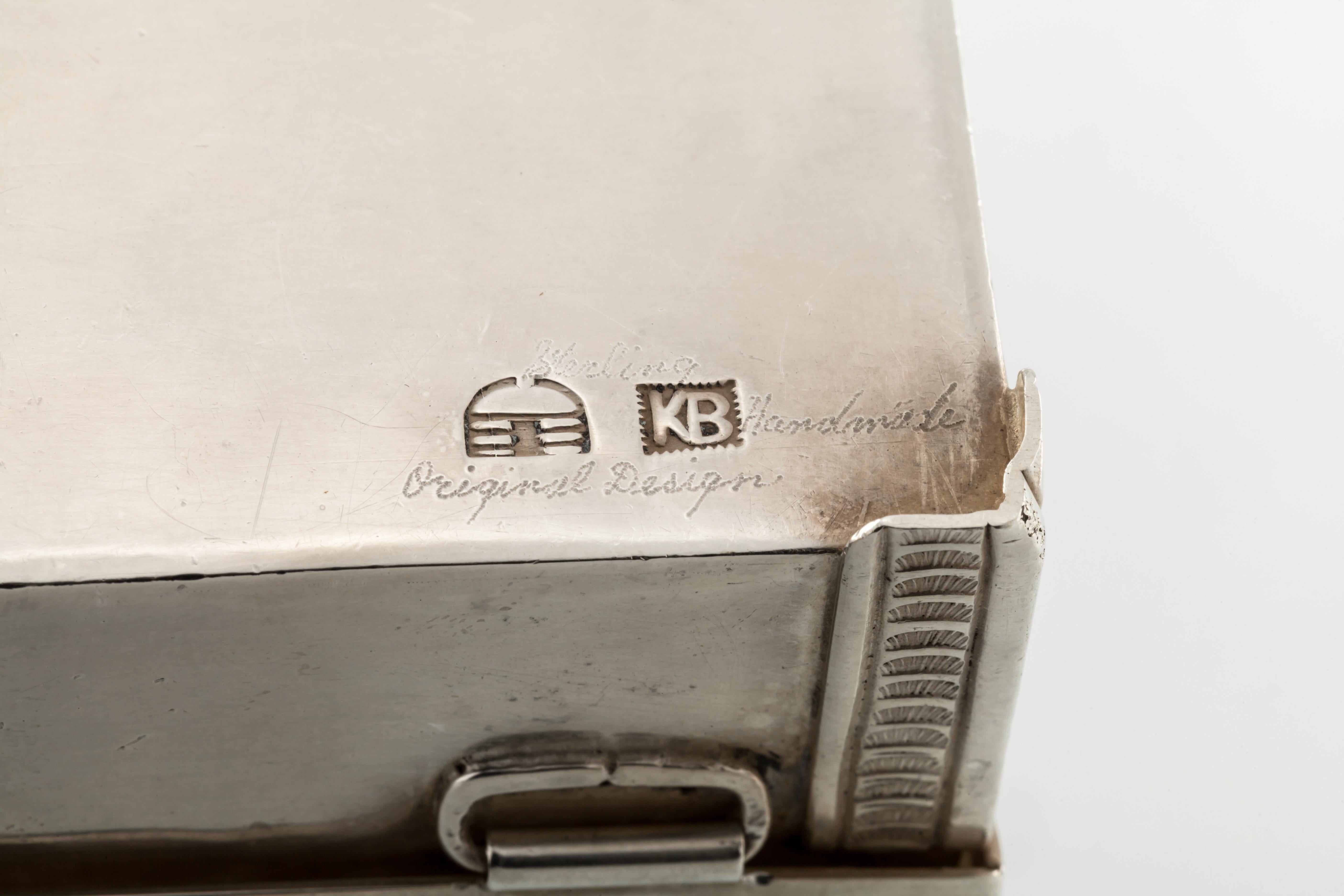Kenneth Begay Signed Navajo Sterling Silver Cigarette Box White Hogan Vintage For Sale 3