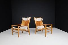 Kenneth Bergenblad for DUX 'Dormi' Leather and Oak Lounge Chairs, Sweden 1970s