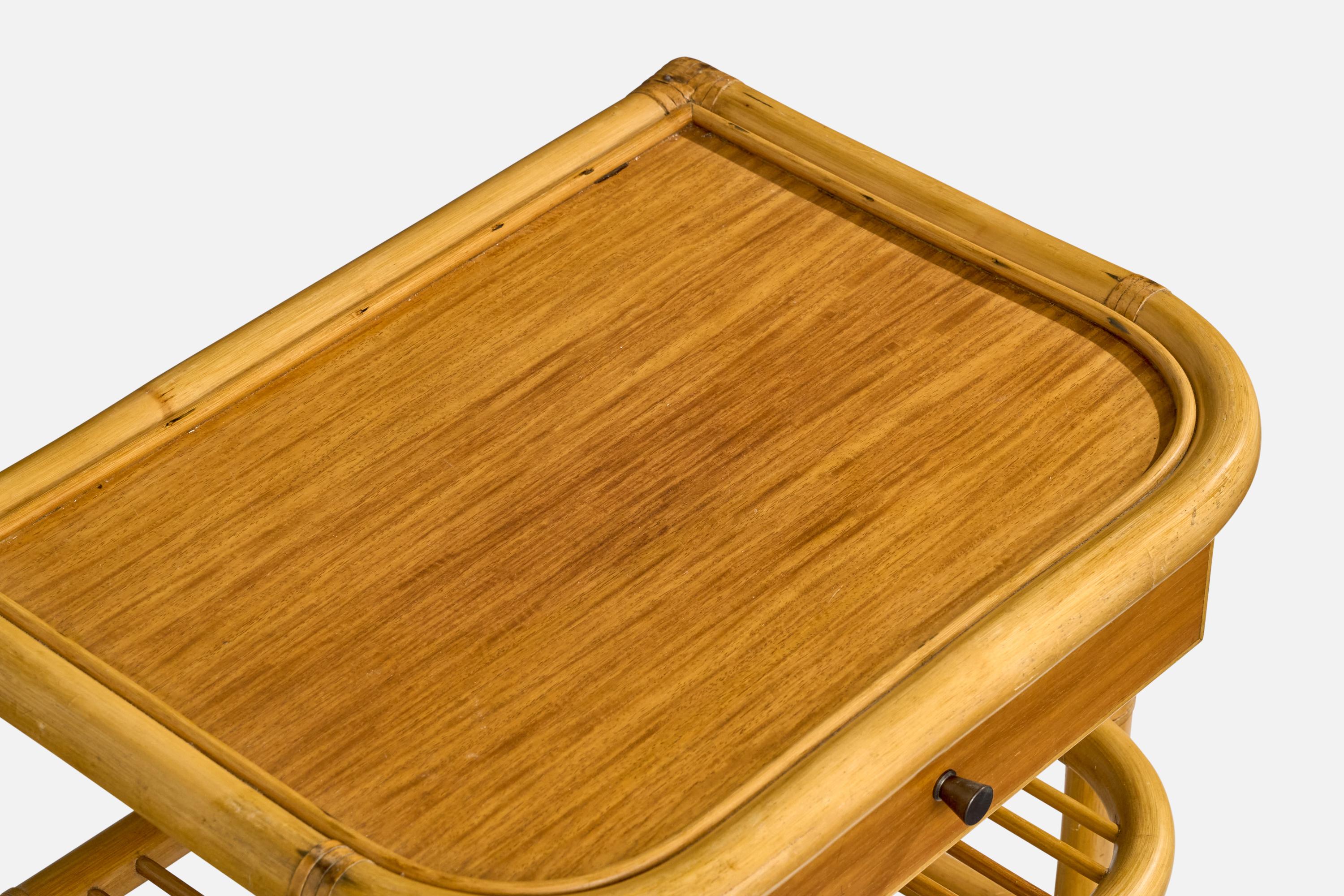 Kenneth Bergenblad, Nightstands, Bamboo, Wood, Rattan, Brass, Sweden, 1970s For Sale 1