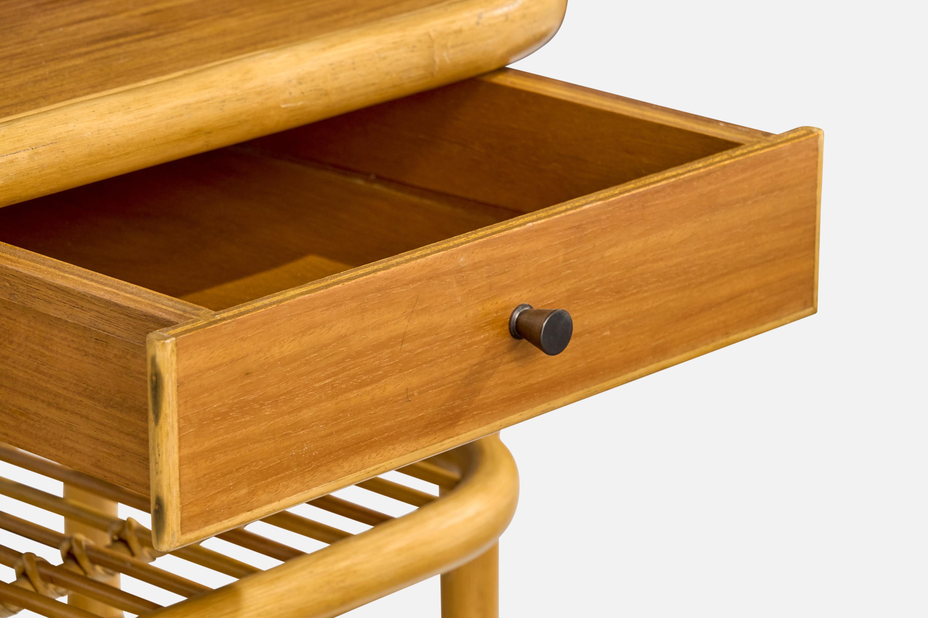 Kenneth Bergenblad, Nightstands, Bamboo, Wood, Rattan, Brass, Sweden, 1970s For Sale 2