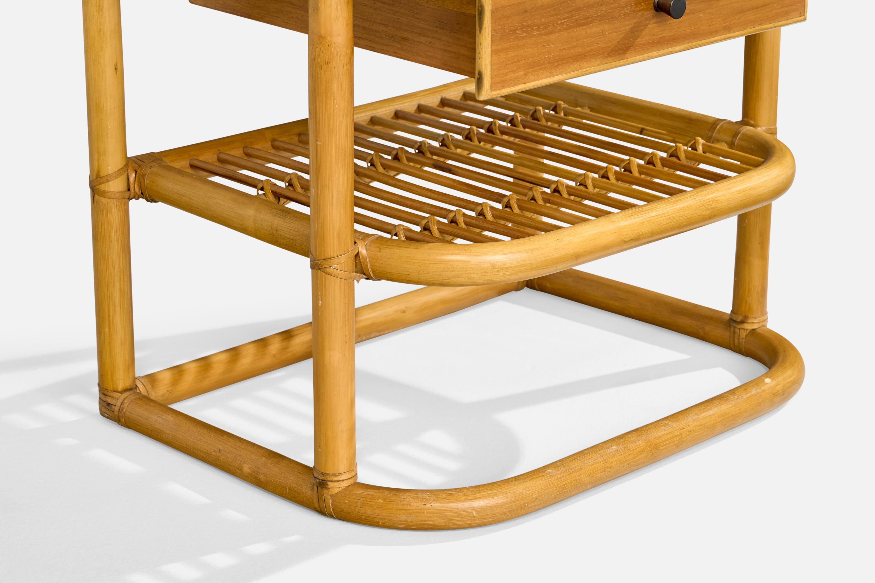Kenneth Bergenblad, Nightstands, Bamboo, Wood, Rattan, Brass, Sweden, 1970s For Sale 3