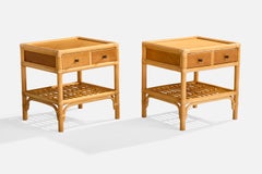 Kenneth Bergenblad, Nightstands, Bamboo, Wood, Rattan, Brass, Sweden, 1976