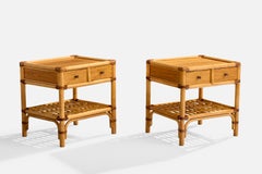 Kenneth Bergenblad, Nightstands, Bamboo, Wood, Rattan, Brass, Sweden, 1976