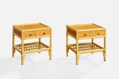 Kenneth Bergenblad, Nightstands, Bamboo, Wood, Rattan, Brass, Sweden, 1976