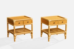 Kenneth Bergenblad, Nightstands, Bamboo, Wood, Rattan, Brass, Sweden, 1976