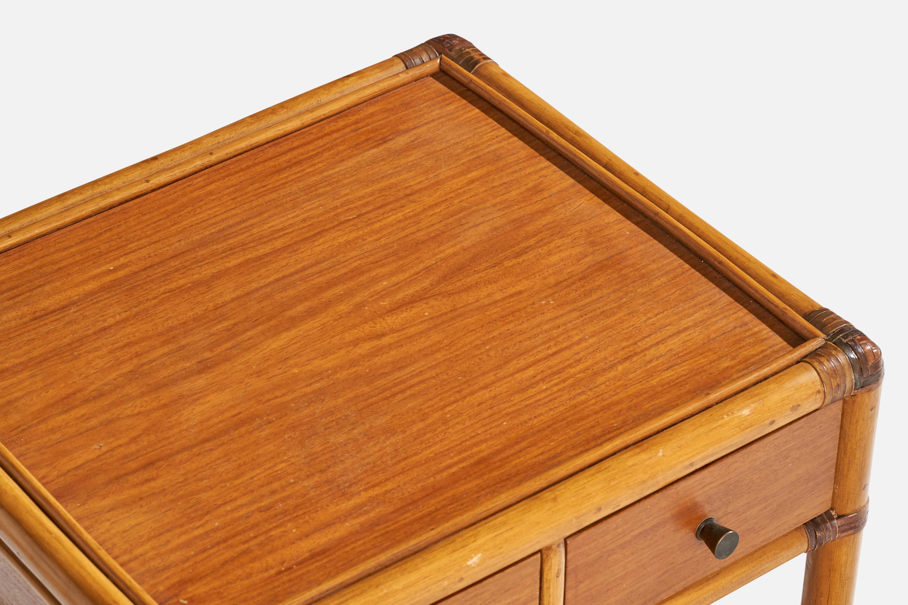 Kenneth Bergenblad, Nightstands, Bamboo, Wood, Rattan, Brass, Sweden, 1976 For Sale 1