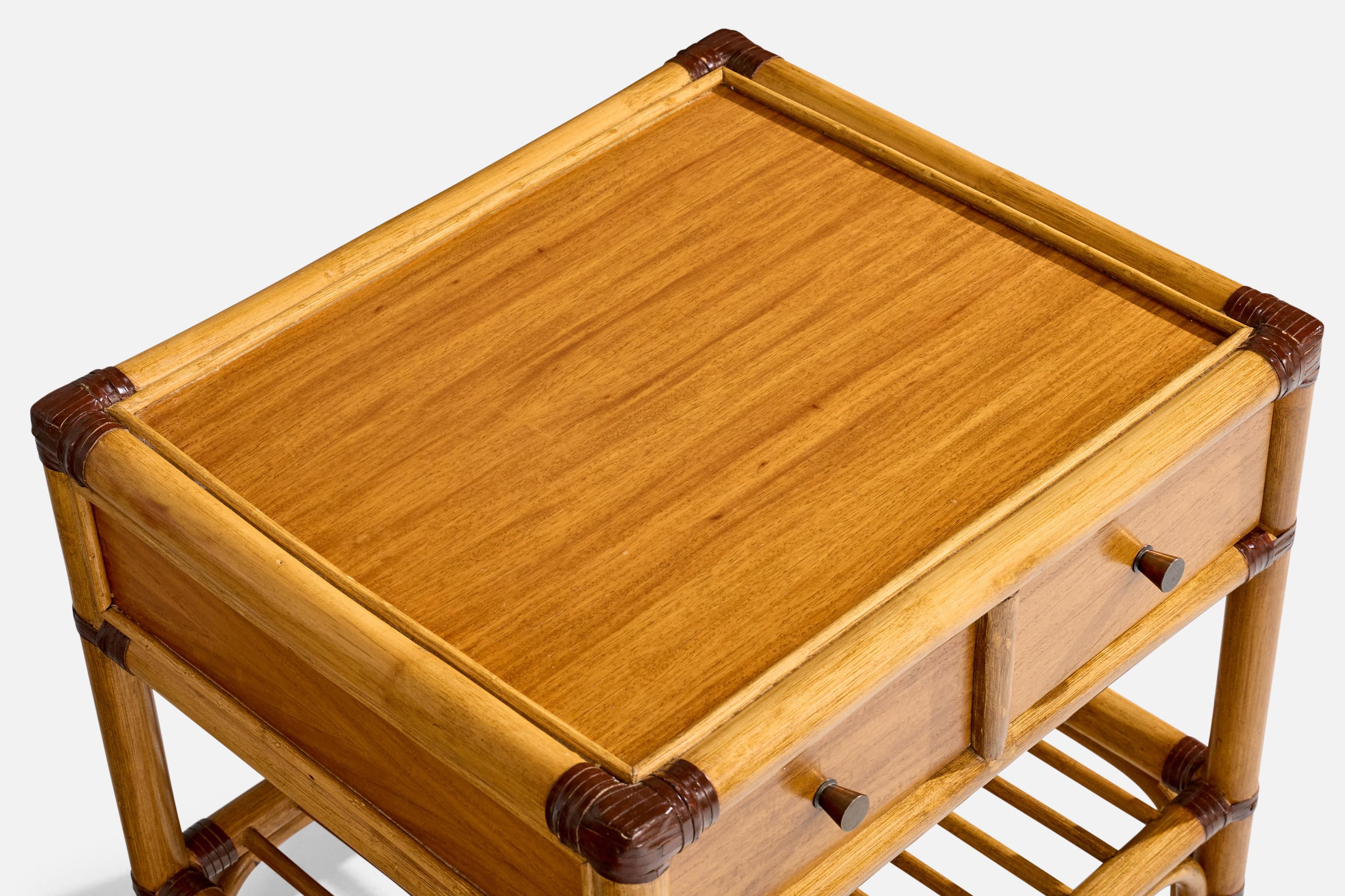 Fine XX secolo Kenneth Bergenblad, Comodini, bambù, legno, rattan, ottone, Svezia, 1976 in vendita