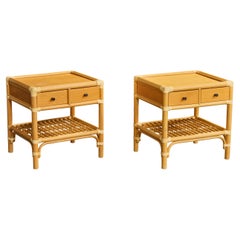 Kenneth Bergenblad, Comodini, bambù, legno, rattan, ottone, Svezia, 1976