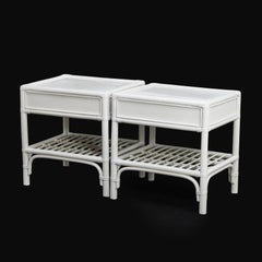 Kenneth Bergenblad pair of Nightstand white wood for DUX, Sweden, 1960