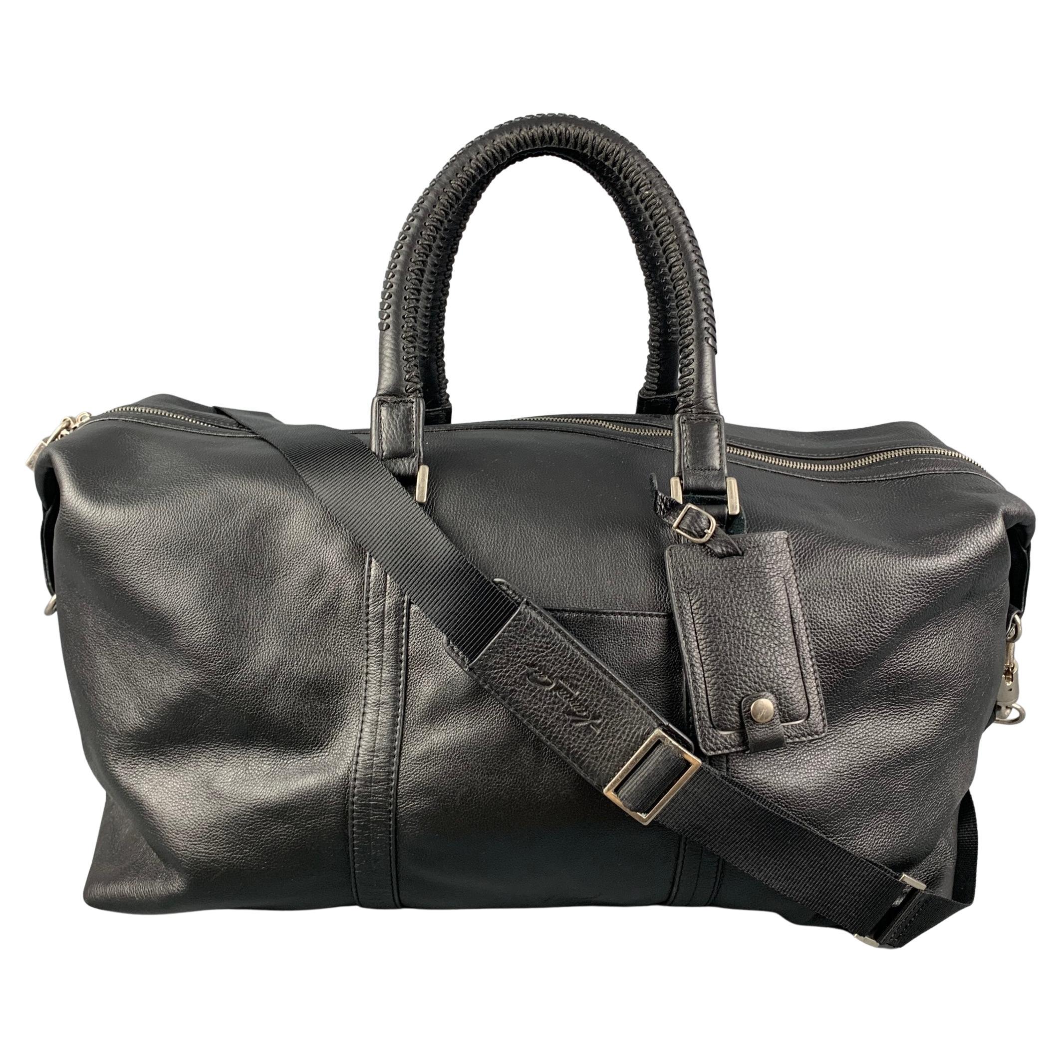 KENNETH COLE Black Leather Duffle Bag