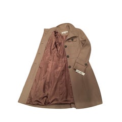 Kenneth Cole Camel Wool Trench Coat Jacket Sz: 2