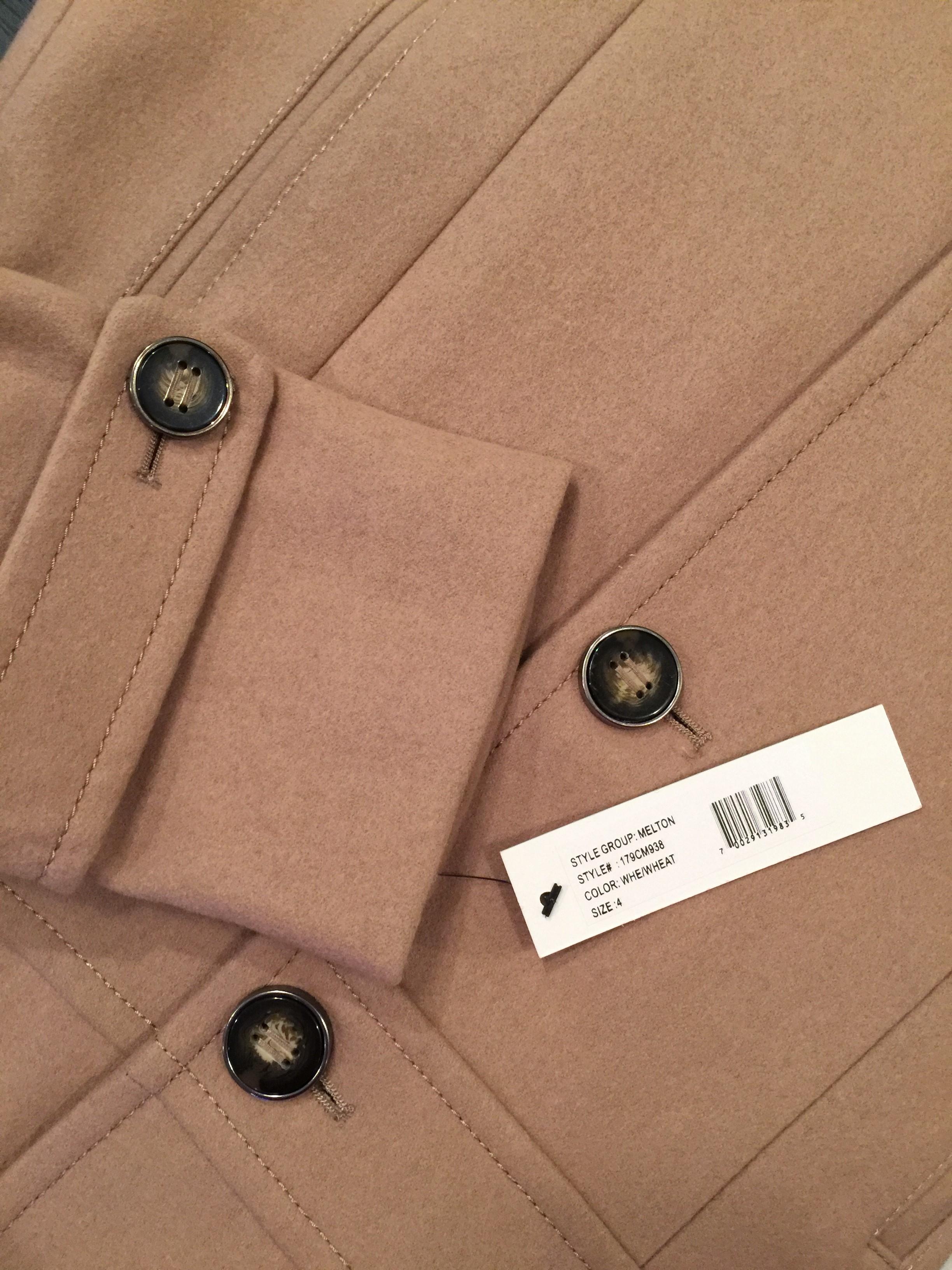 Kenneth Cole Camel Wool Trench Coat Jacket Sz: 2 In New Condition In Leesburg, VA