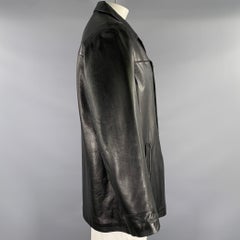 KENNETH COLE Cappotto in pelle nera, taglia XL, misura torace