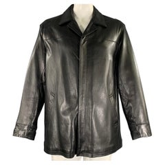 KENNETH COLE Cappotto in pelle nera, taglia XL, misura torace