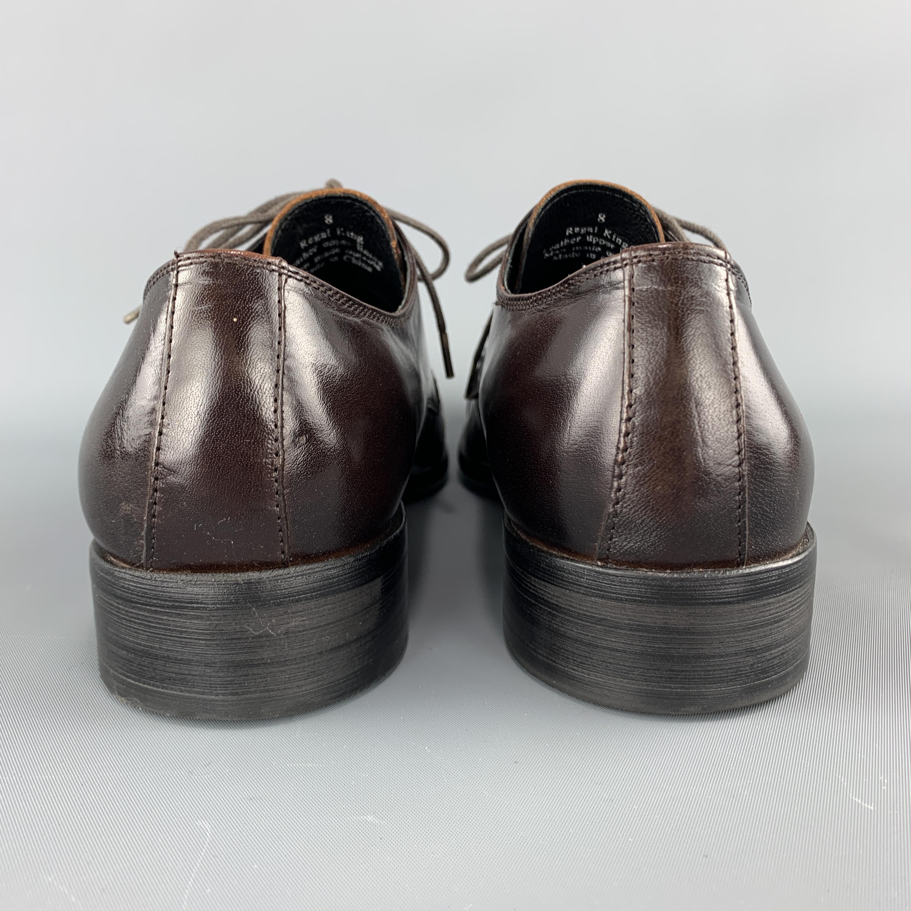 KENNETH COLE Size 8 Dark Brown Leather Squared Toe Lace Up In Good Condition For Sale In San Francisco, CA