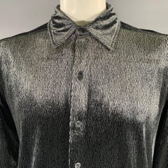 KENNETH COLE Größe L Grau Schwarz Zebra Polyestermischung Langarmhemd