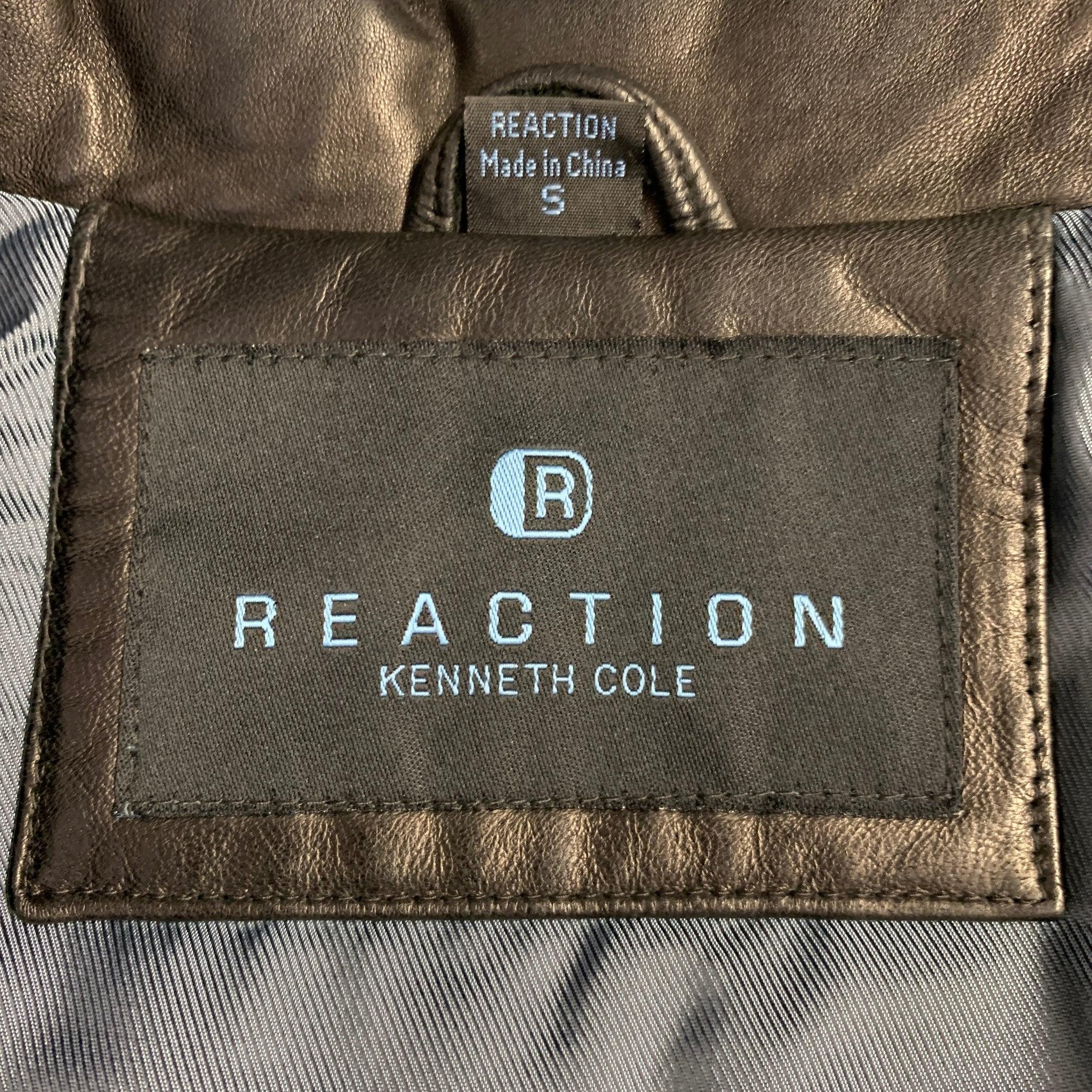 Men's KENNETH COLE Size S Black Leather Single Breasted Coat For Sale