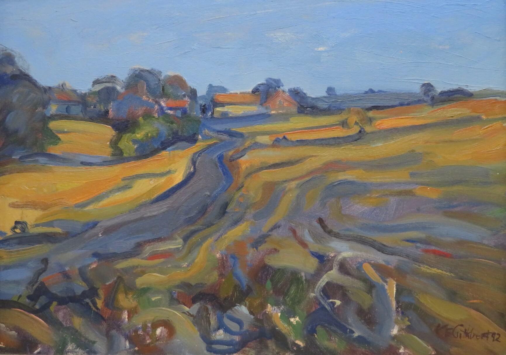 Colorato dipinto a olio francese POST-IMPRESSIONISTA DORDOGNE FRANCIA anni '80 circa - Painting di Kenneth Cuthbert