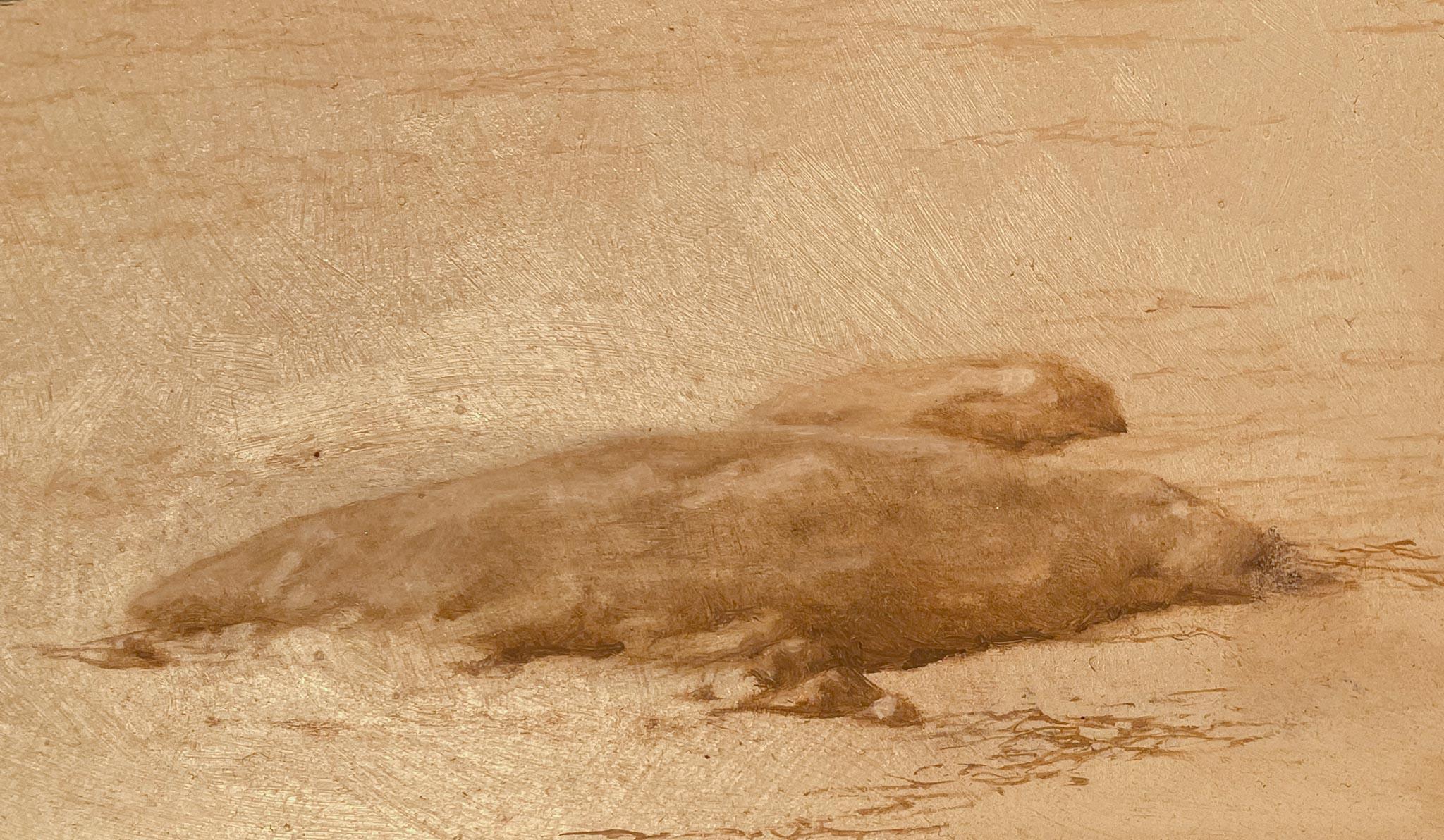 Boot angedockt am Ufer von Kenneth Davies (1925-2017)
Öl auf Karton
18 ¾ x 33 ⅝ Zoll ungerahmt (47,625 x 85,42 cm) 
24 ¾ x 40 Zoll gerahmt (62,865 x 101,6 cm)
Signiert unten links

Beschreibung:
Dieses Gemälde von Kenneth Davies zeigt ein Boot, das