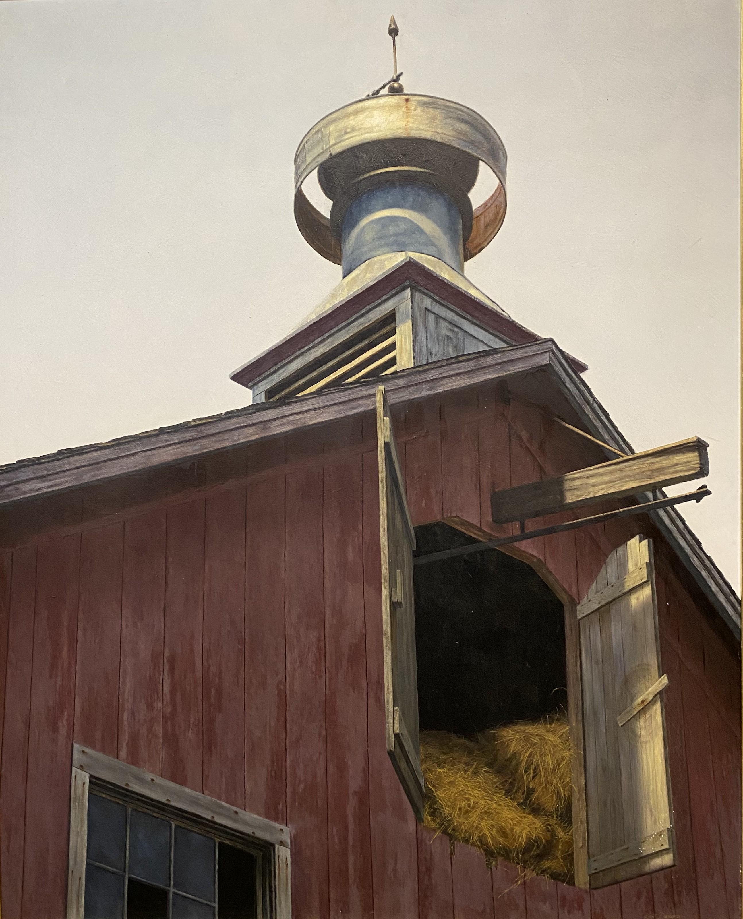 A finely detailed painting of a barn by American artist Kenneth Davies (1925-2017). Davies was born in New Bedford, MA, and he attended the Massachusetts School of Art in Boston, and after two years in the Army, studied at the Yale School of Fine