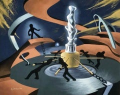 Surreal Figurative Abstract Mid 20th Century Modern Yale WPA Industrial Workers