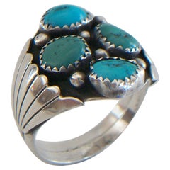 KENNETH ETSITTY - Anello in turchese navajo e argento - Stati Uniti - Anni '70 circa