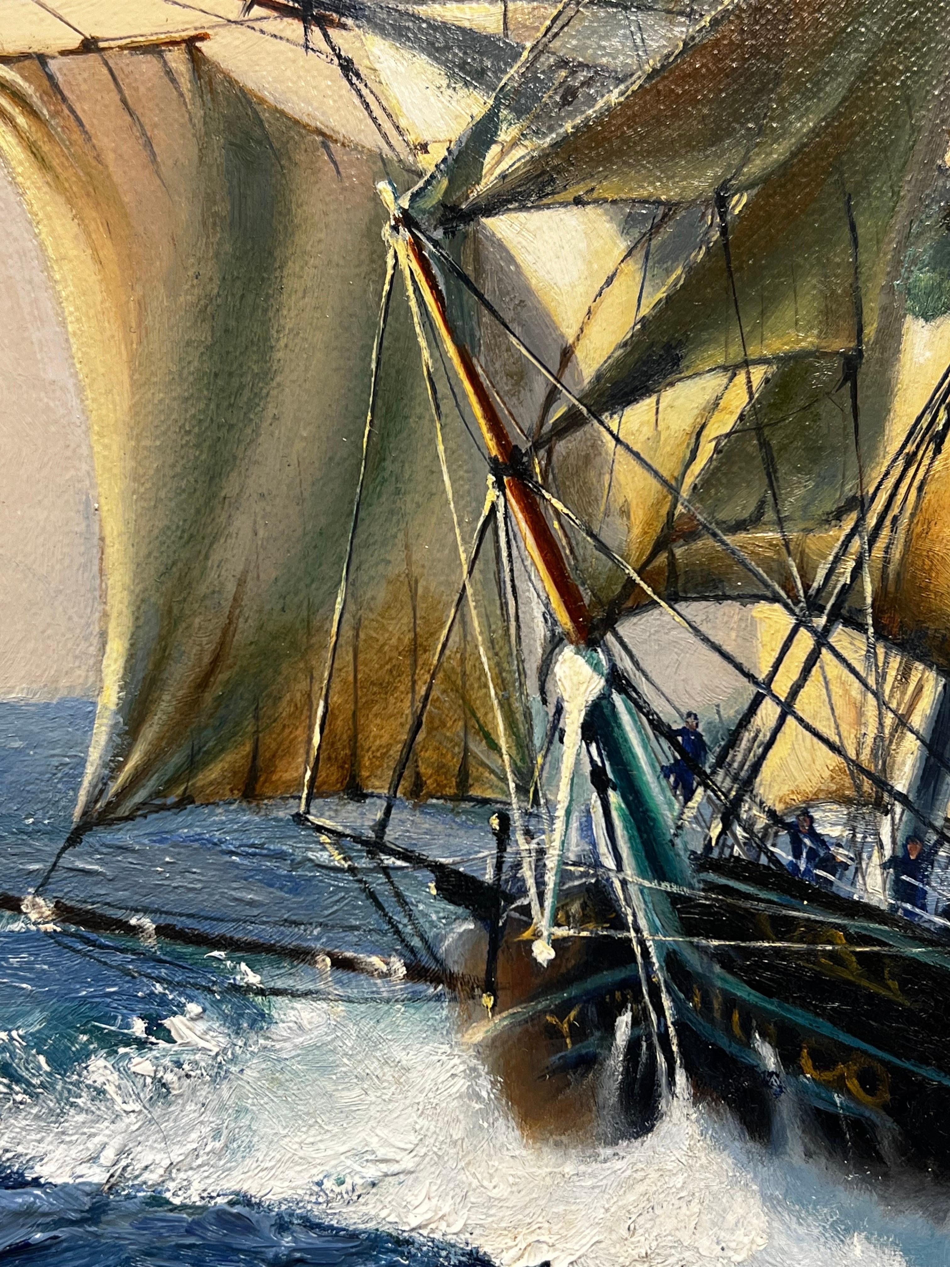 Il veliero Cutty Sark in alto mare, enorme dipinto ad olio della marina britannica 1