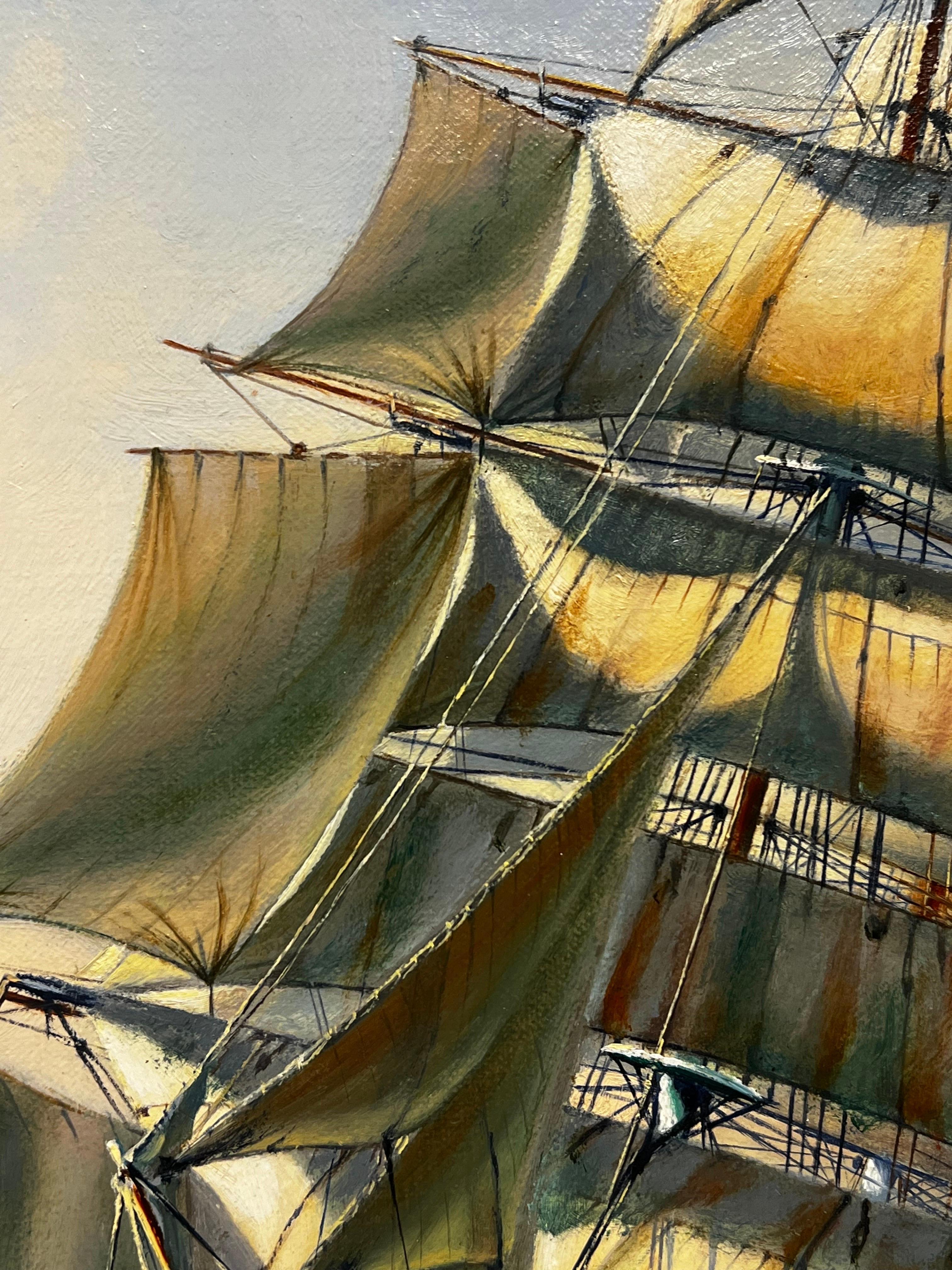 Il veliero Cutty Sark in alto mare, enorme dipinto ad olio della marina britannica 2