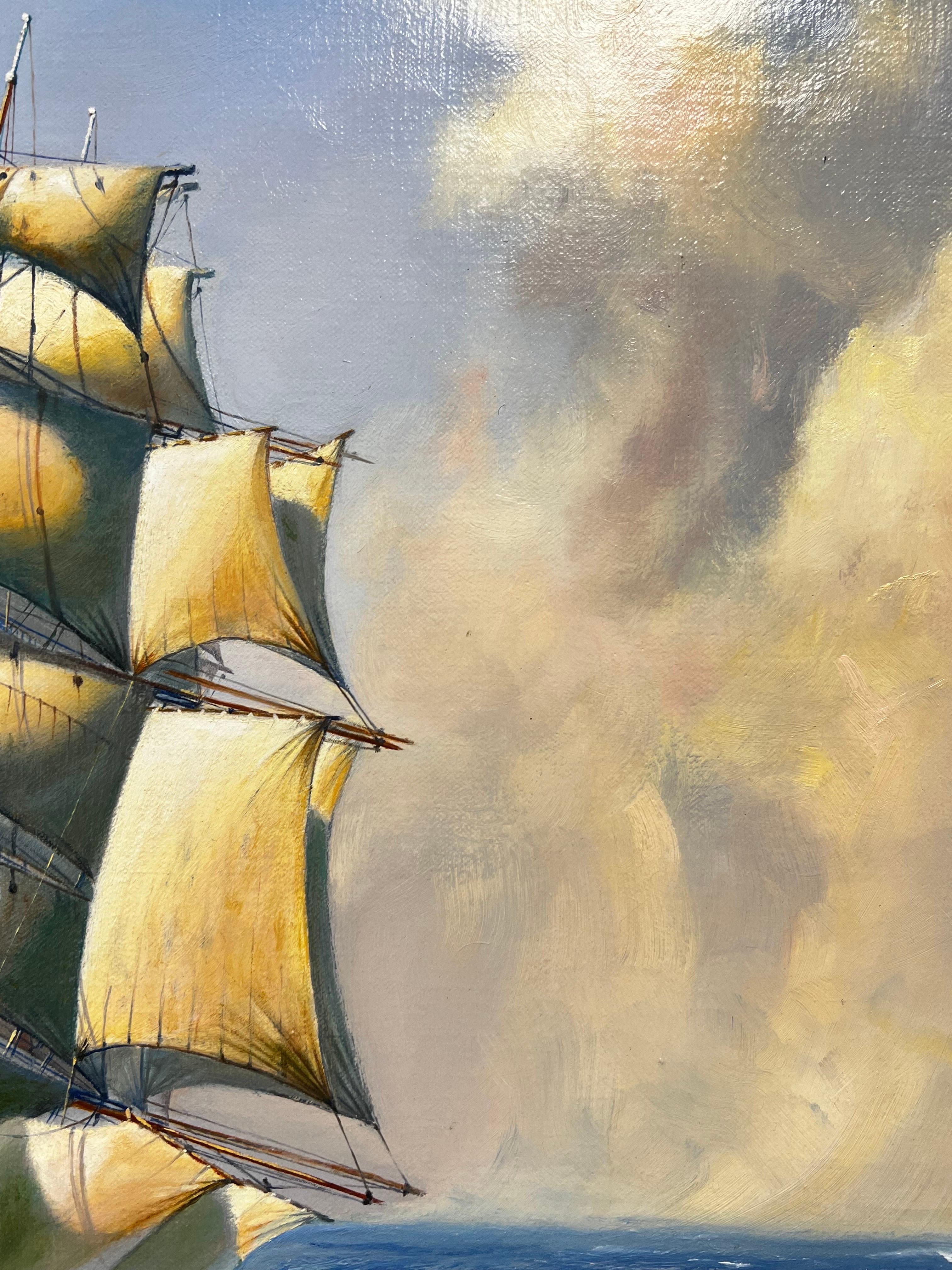 Il veliero Cutty Sark in alto mare, enorme dipinto ad olio della marina britannica 3