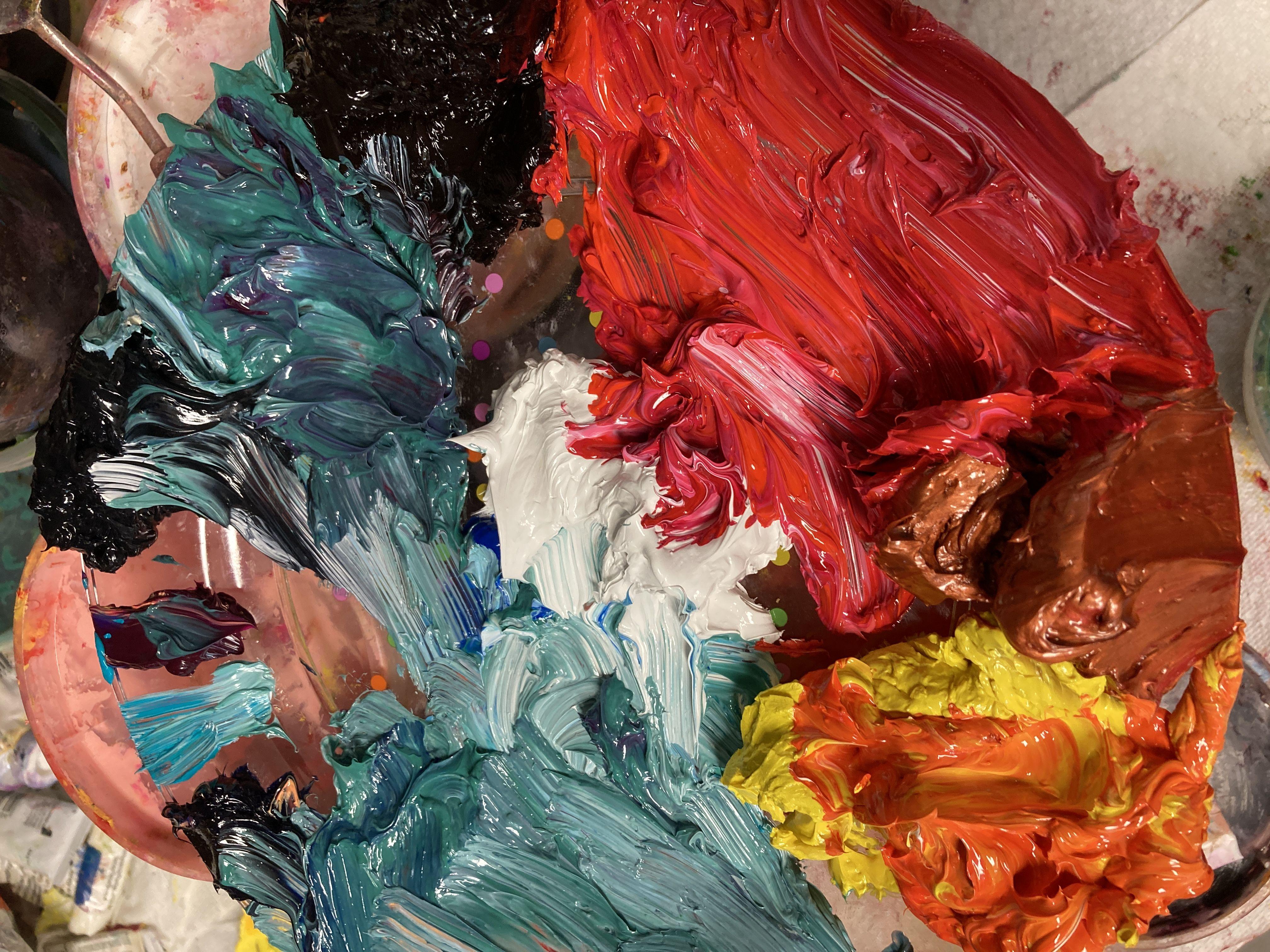 Contraste automnal, peinture, huile sur toile - Impressionnisme Painting par Kenneth Halvorsen
