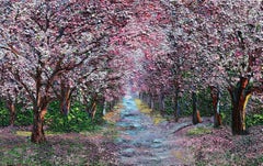 Peinture, huile sur toile, fleur de cerisier