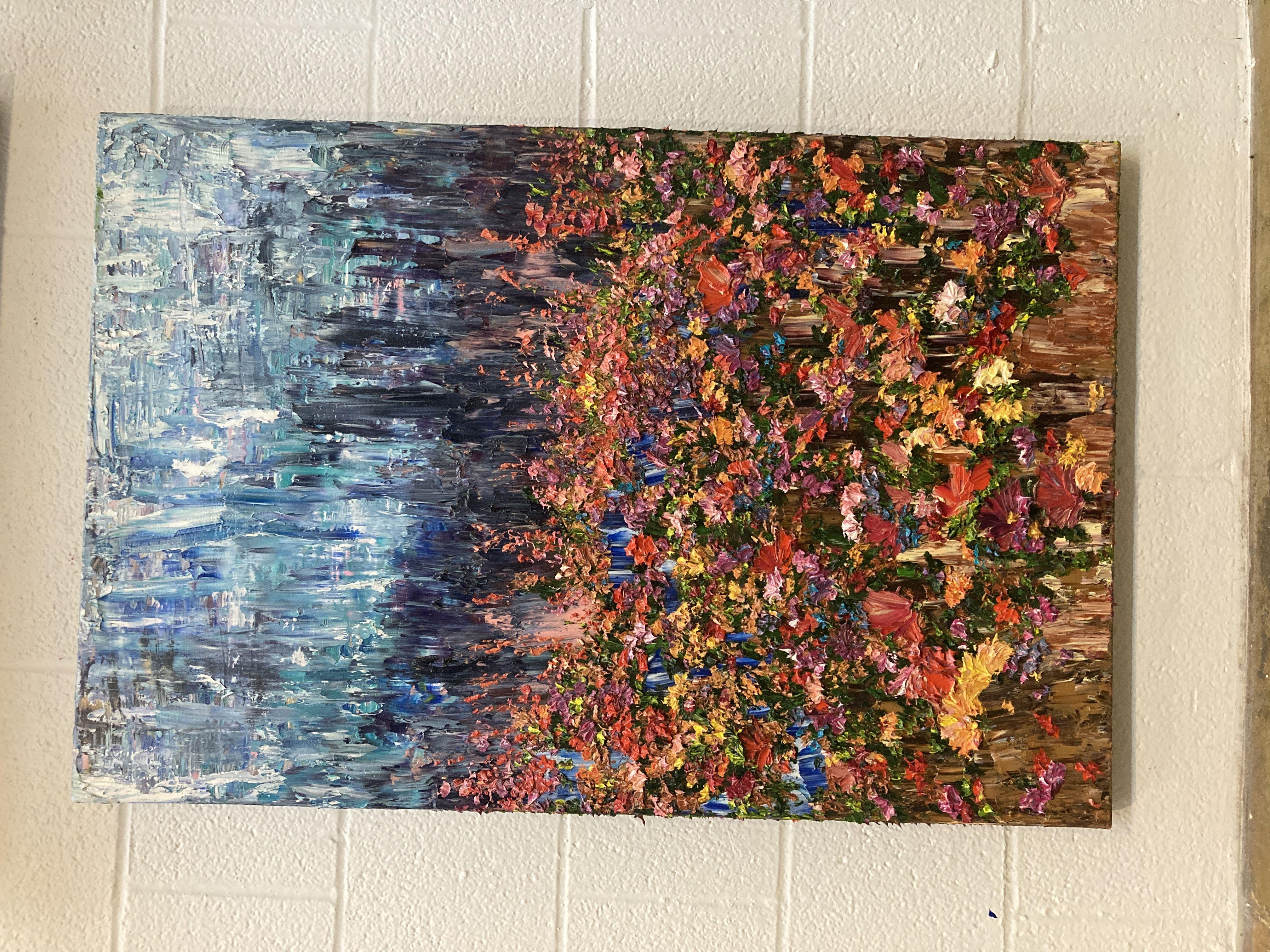 Crocus Meadow, Painting, Oil on Canvas For Sale 1