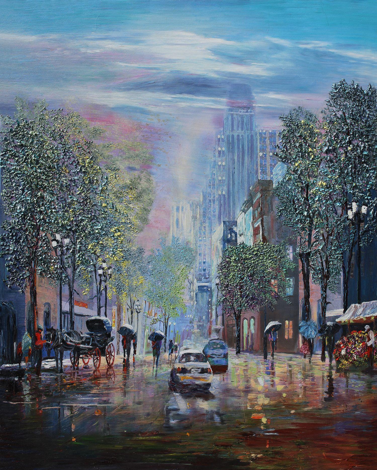 Sognare in un giorno di pioggia, Pittura, Olio su tela