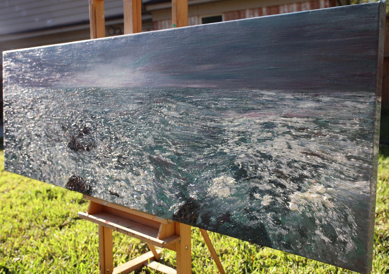 Mer déchaînée, peinture, huile sur toile - Impressionnisme Painting par Kenneth Halvorsen