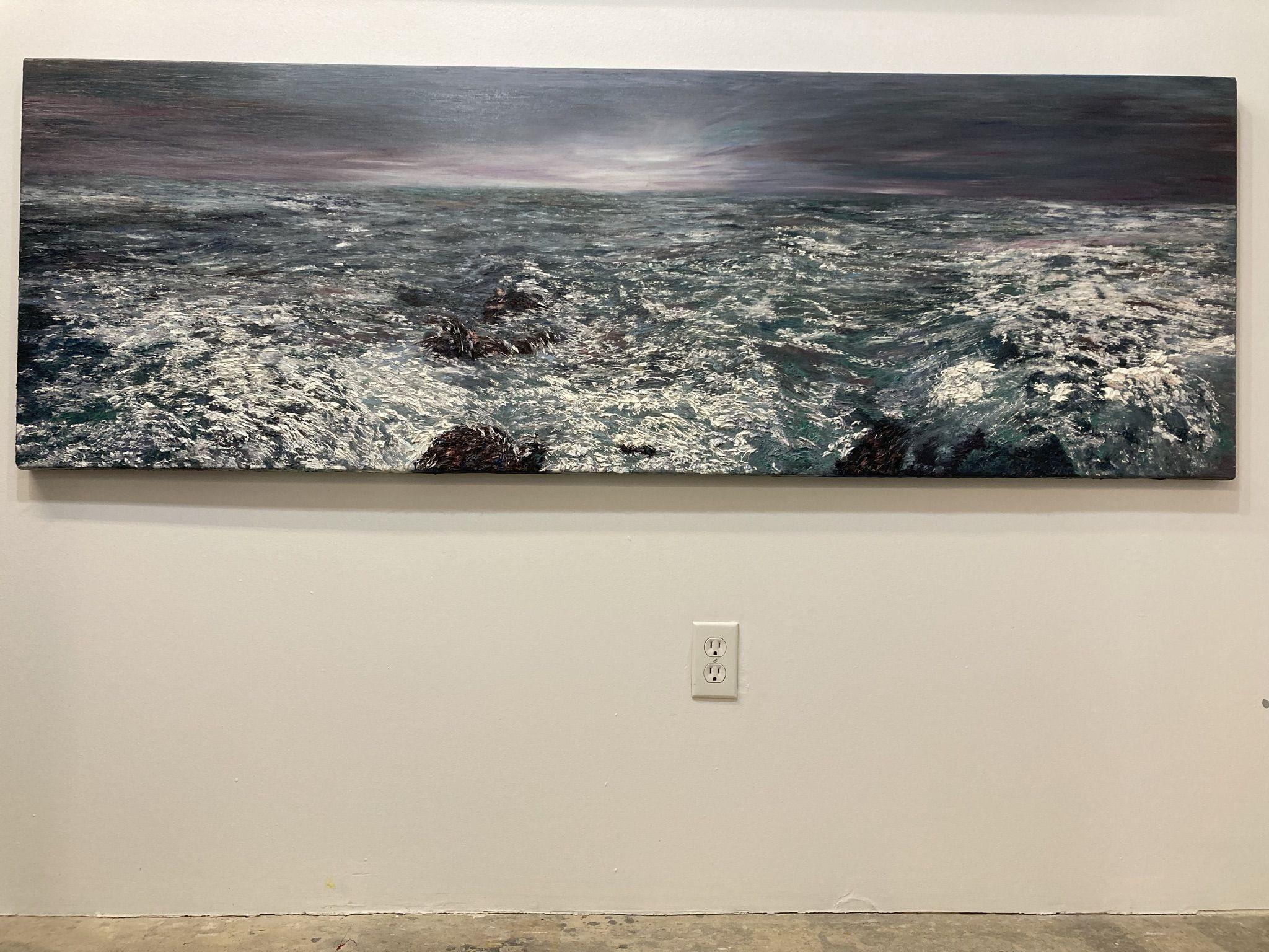 Les mers et les océans du monde possèdent une corne d'abondance d'humeurs en constante évolution et, avec cette peinture, j'ai essayé de capturer la puissance et l'énergie souvent tumultueuses de ces étonnantes masses d'eau.      La peinture est