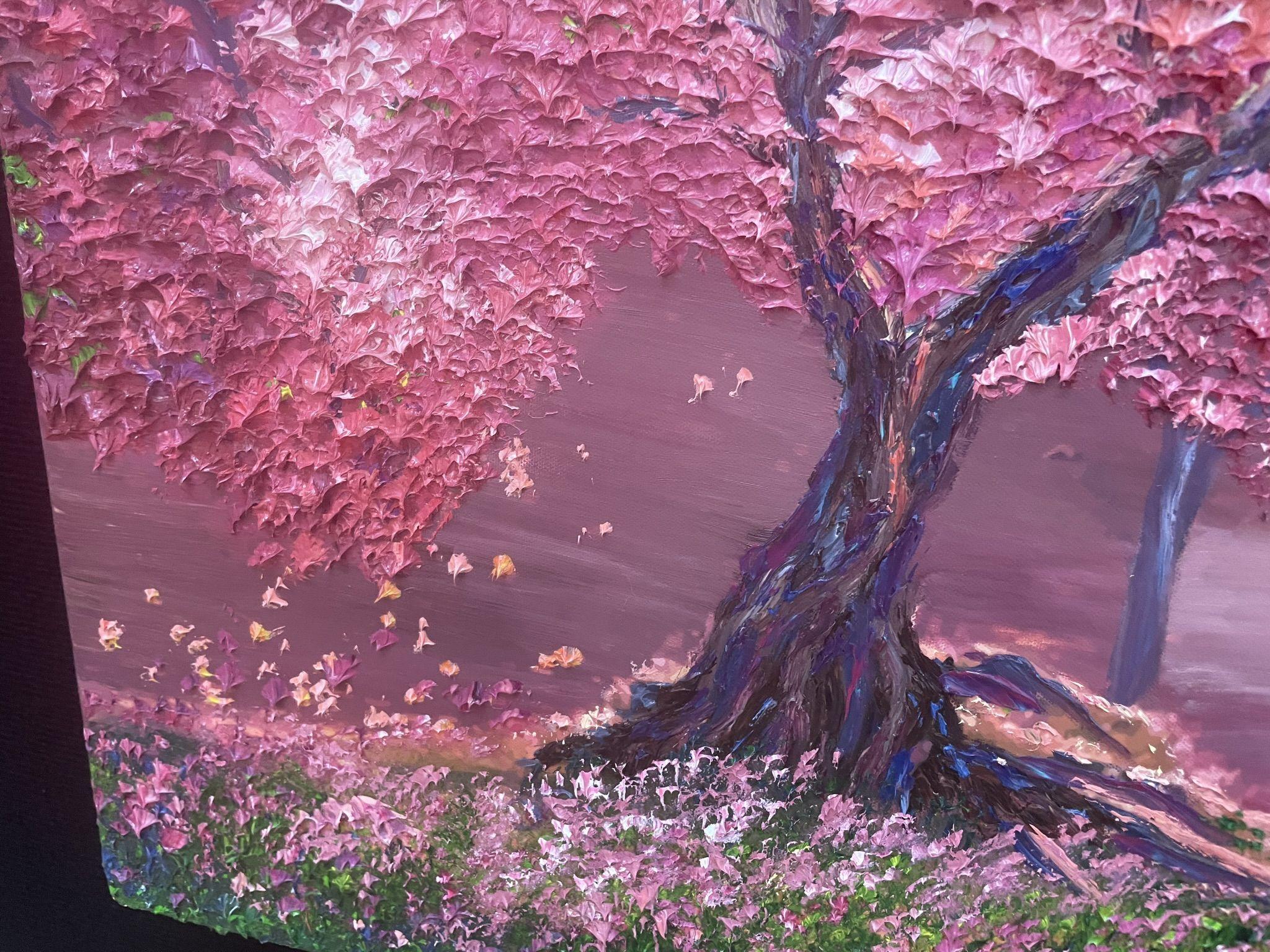 Symphonie de roses, peinture, huile sur toile - Impressionnisme Painting par Kenneth Halvorsen
