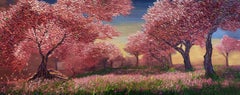 Symphonie de roses, peinture, huile sur toile