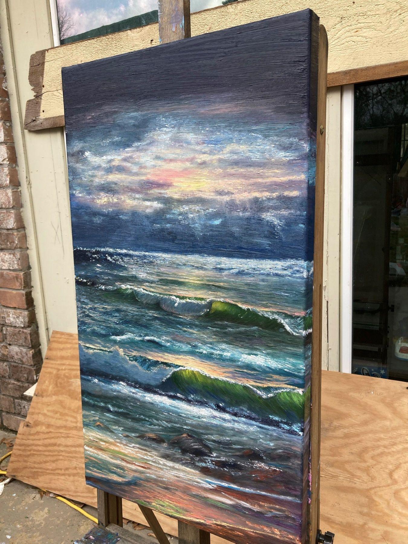 La mer évocatrice, peinture, huile sur toile - Impressionnisme Painting par Kenneth Halvorsen