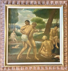 „Swimming Hole“ WPA 20. Jahrhundert Amerikanische Szene Realismus Modernismus Gay Figurative