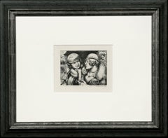 Antique "Leaving the Shop, 1929, " Kenneth Hayes Miller, etching, two women in the city