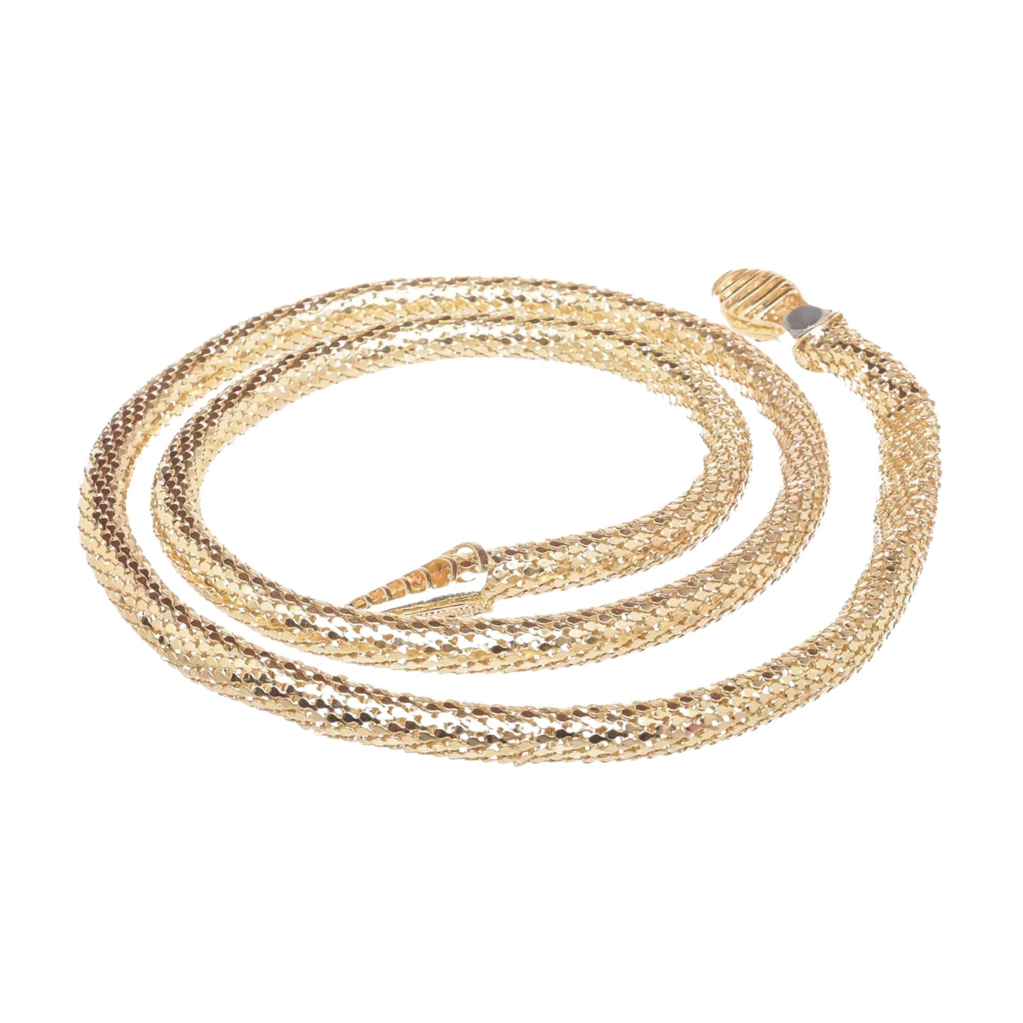 Edgy snake-inspired choker encrusted with crystals. Gold tone metal. Glass. Slip-on style
 
Color: Gold tone
Material: 22k gold plated brass
Marks: Brand mark
Slip-on style
Year: Circa 2020
Condition: Very good. Item is pristine.

Made in Italy