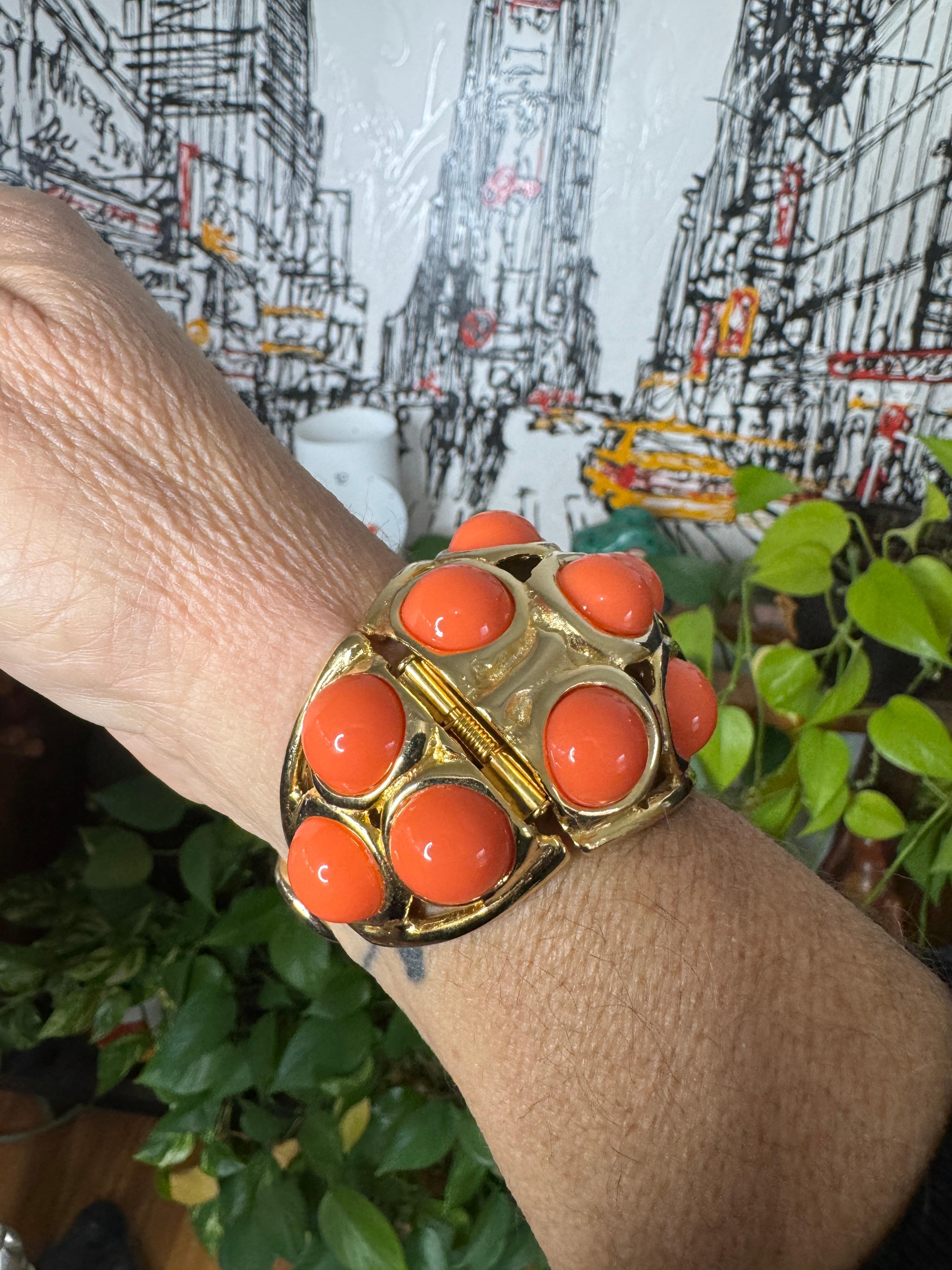 Kenneth J. Lane Kjl Faux Coral Large Bangle Brace… - image 11