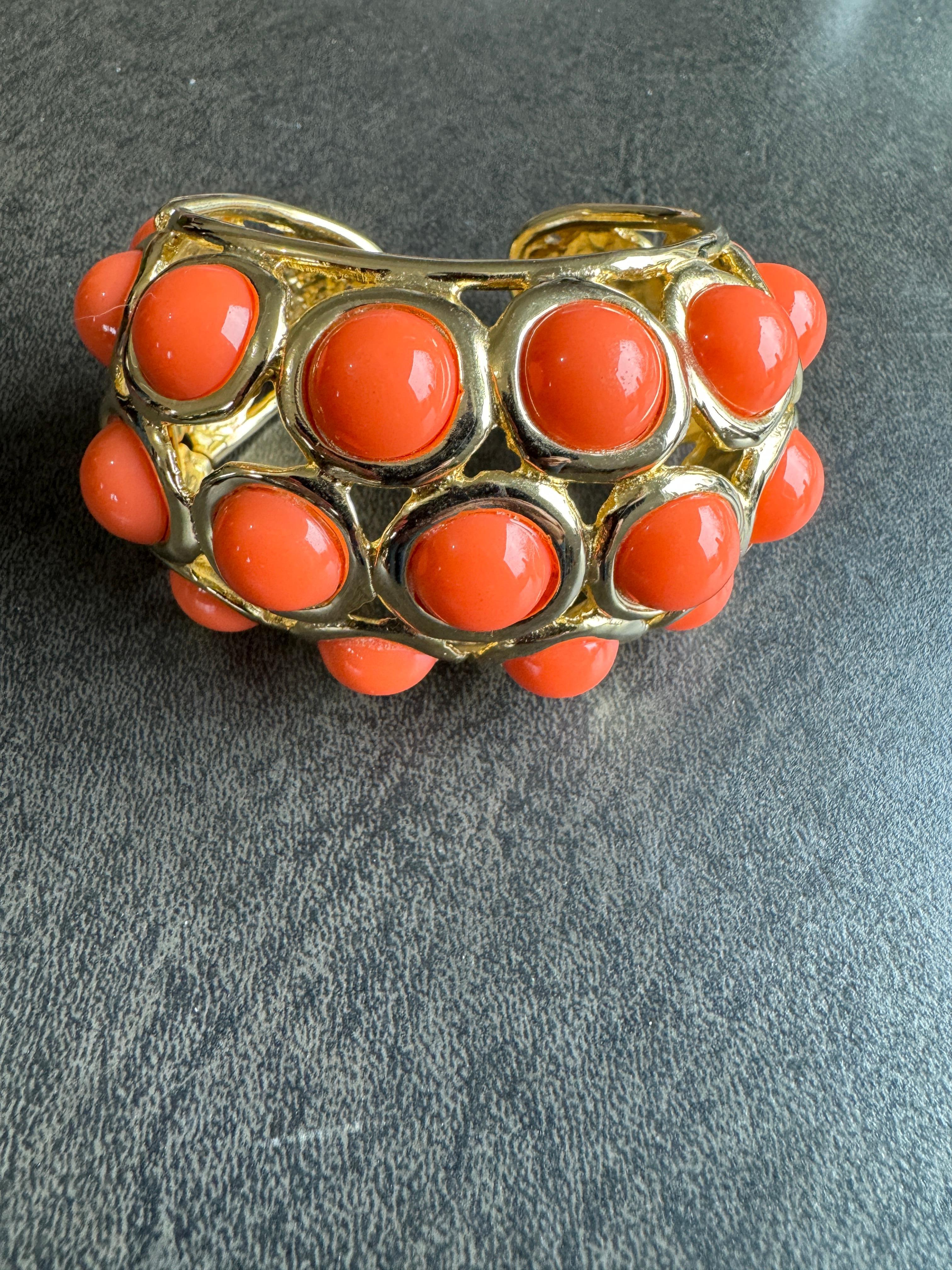 Kenneth J. Lane Kjl Faux Coral Large Bangle Brace… - image 7