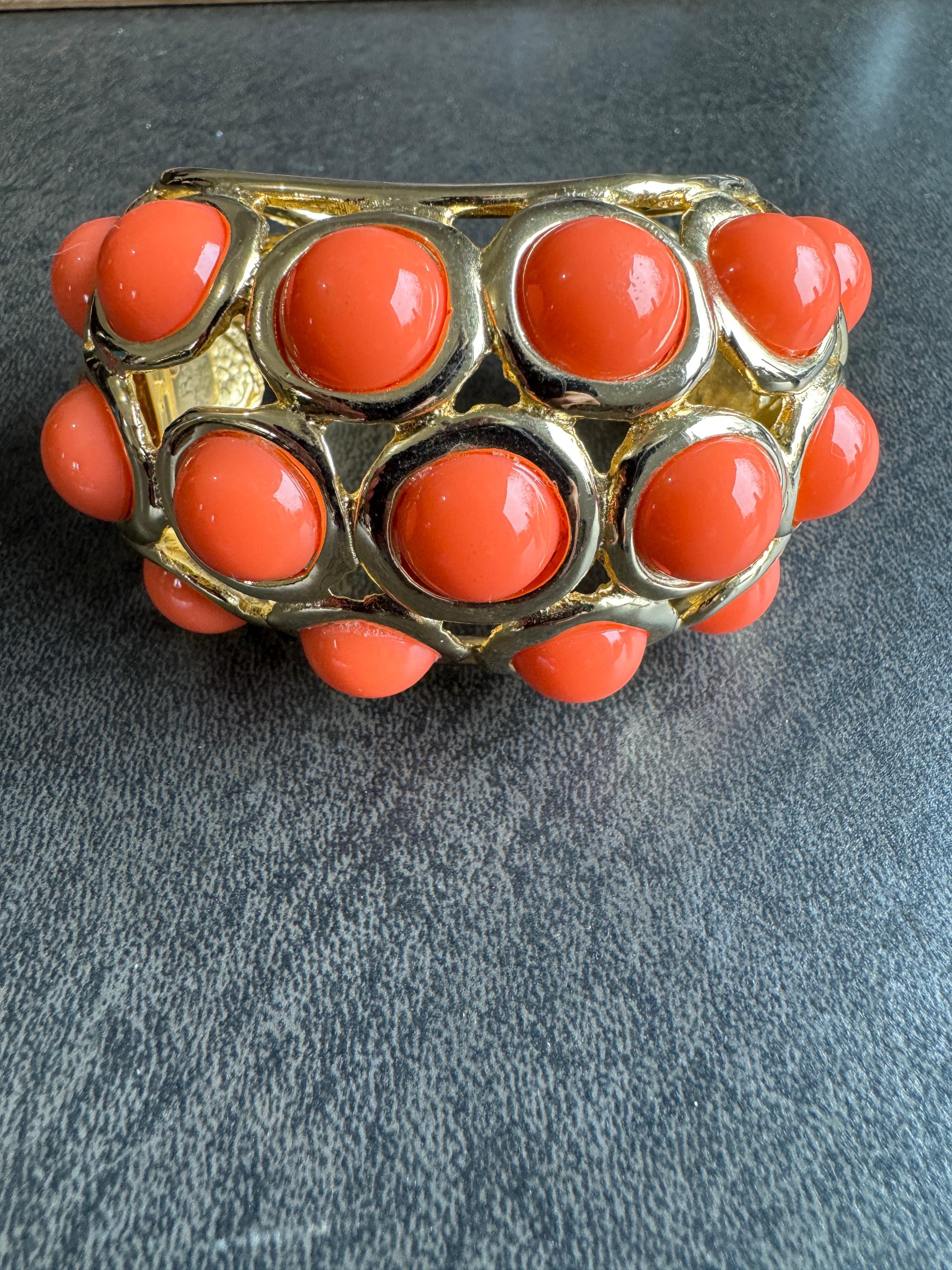 Kenneth J. Lane Kjl Faux Coral Large Bangle Brace… - image 8