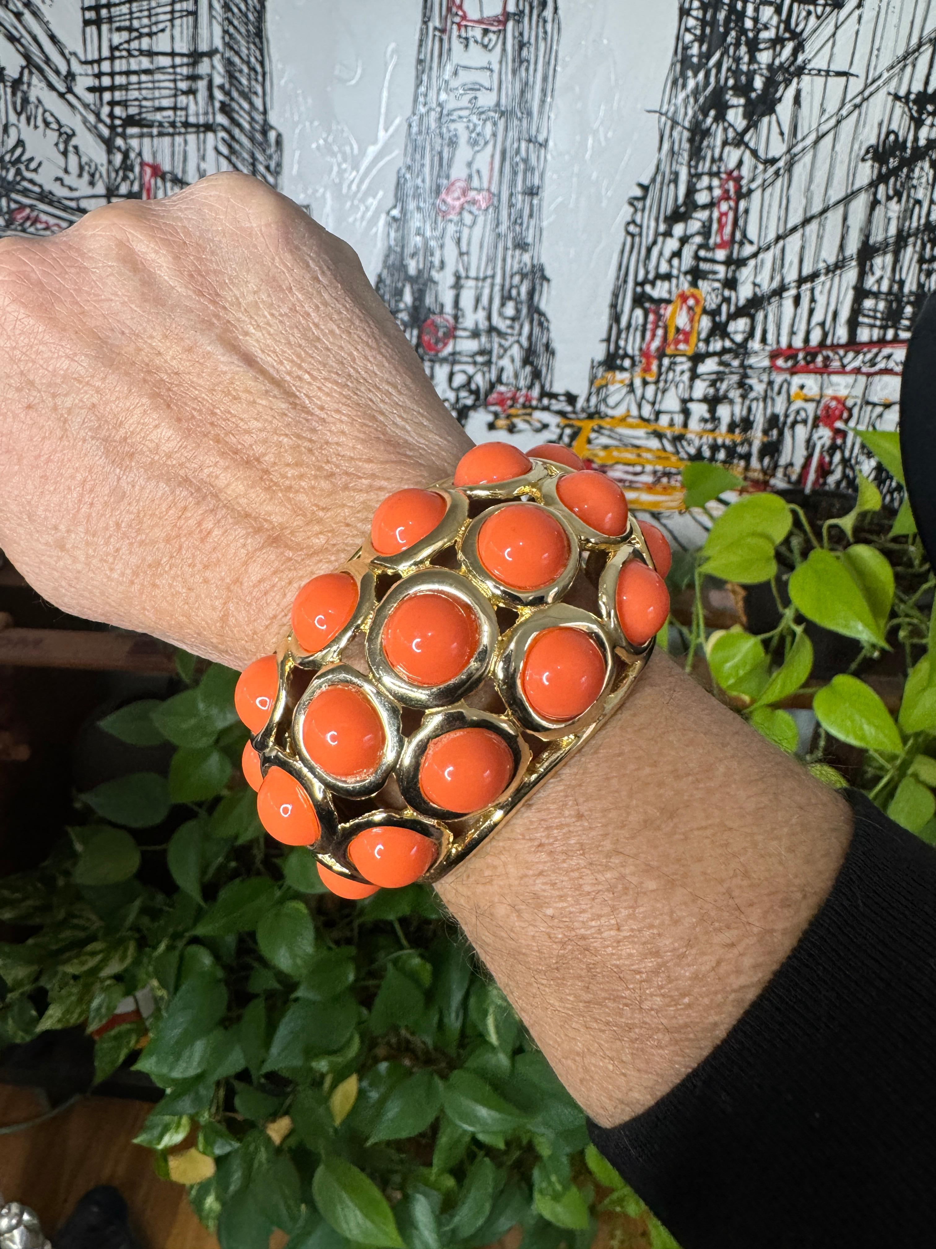 Kenneth J. Lane Kjl Faux Coral Large Bangle Brace… - image 9