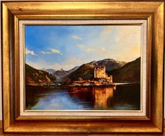 Eilean Donan Castle Scotland Original British Oil Painting on Canvas Golden