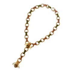 Kenneth Jay Kane K.J.L. 1970s / 1980s Gold & Enamel Bee Pendant Necklace