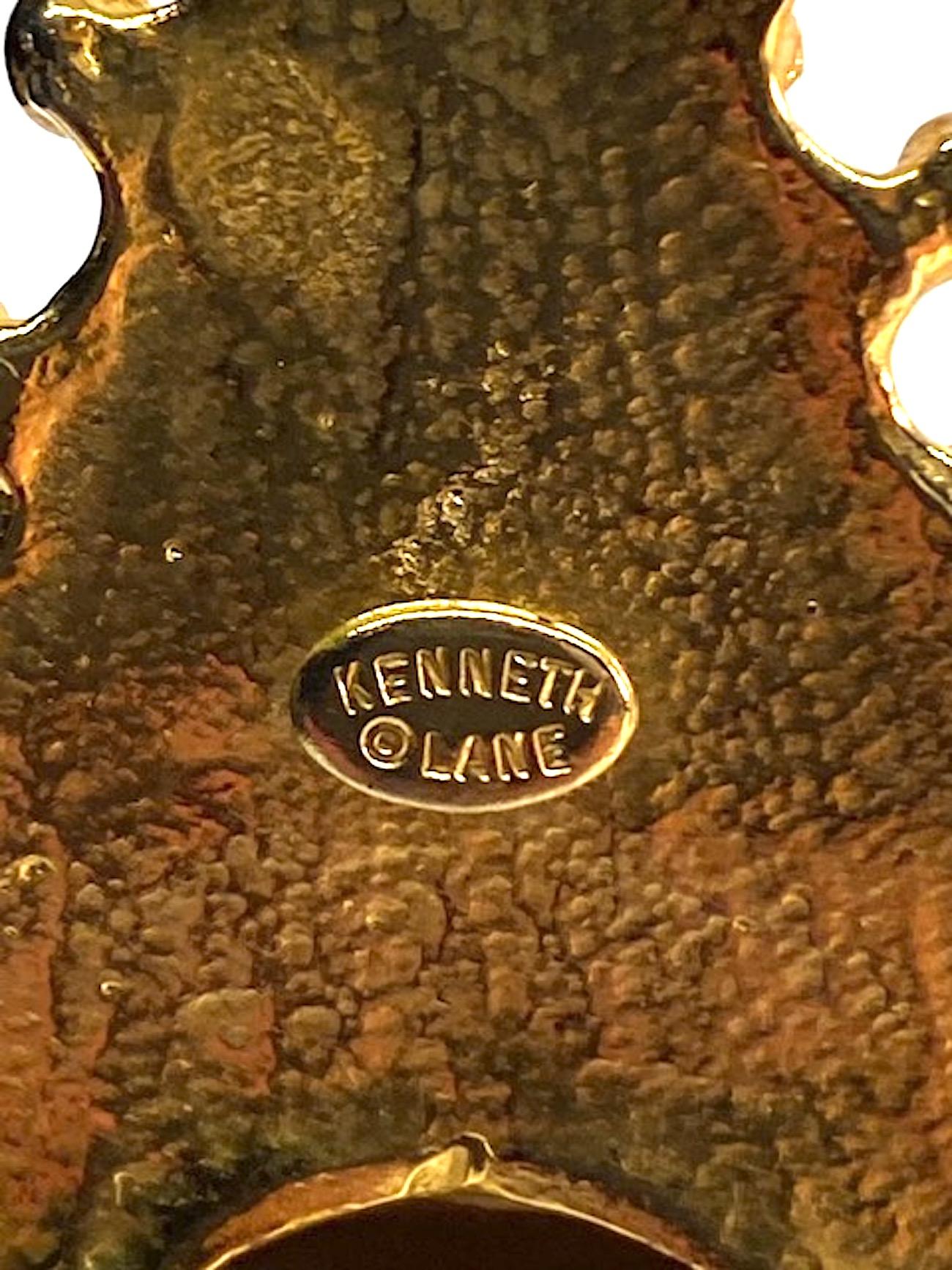 Kenneth Jay Lane 1970s Gold Nugget & Tiger Eye Pendant Earrings 2