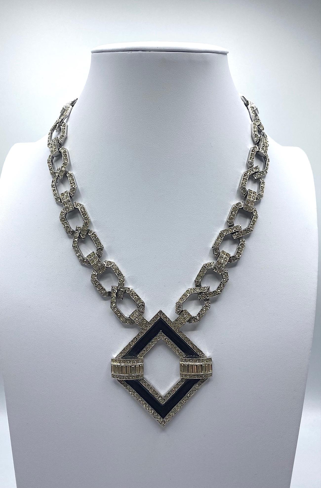 Kenneth Jay Lane 1980s Art Deco Revival Necklace 4