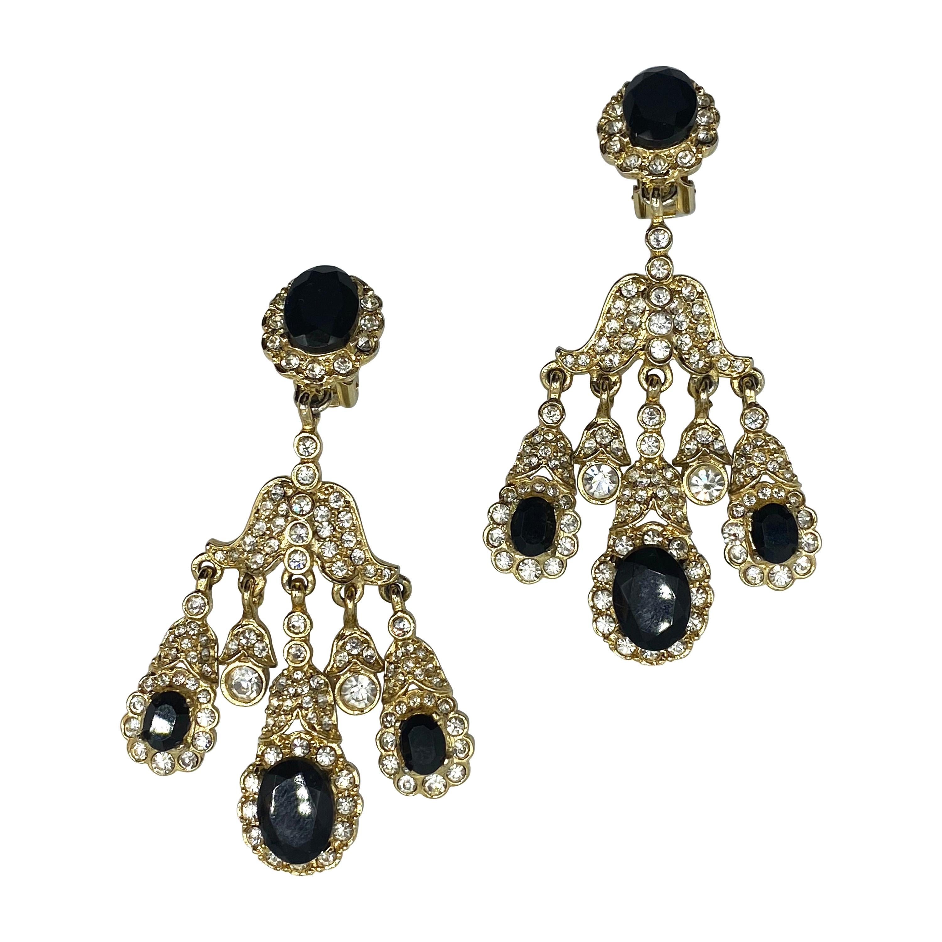 Kenneth Jay Lane Ruby and Emerald Chandelier Earrings at 1stDibs
